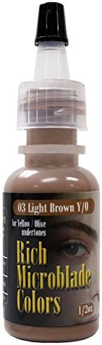 Rich Microblade Cosmetic Permanent Brow Makeup Light Brown Y/O 1/2oz .5oz Tattoo Ink Color Skin Pigment Bottle