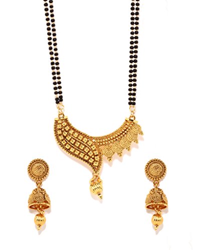 Bindhani Indian Bollywood Bridal Wedding Gold Plated Mangalsutra Pendent Necklace Jewelry Set For Women