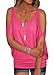 Sexy Tops for Women Hot Pink Cold Shoulder Soft Cotton Peek a Boo Loose Fit Dolman Teen Girls Beachy Tshirts Shirts XL 1X