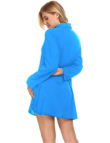 Locryz Women's Loose Swimwear Bikini Cover-ups/Beach Dress/Night T-Shirt XL Blue