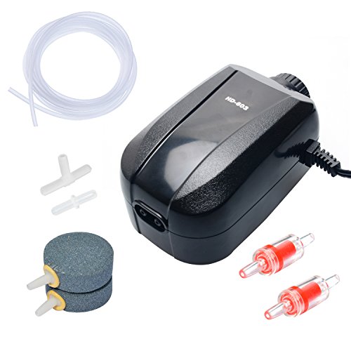 Uniclife Aquarium Air Pump 4 Watt 4-LPM 2 Outlets with Accessories, Adjustable Oxygen pump for 20-100 Gallon Fish Tank