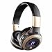 ELEGIANT Wireless Bluetooth On-ear Headphones with Mic, HiFi Stereo Foldable Adjustable Headsets for iPhone Laptops Tablets and Other Smartphones Black Gold