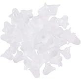 Pandahall 50pcs Flower Transparent Frosted Acrylic Beads Loose Beads Caps 16x12mm for DIY Jewelry Making (White)
