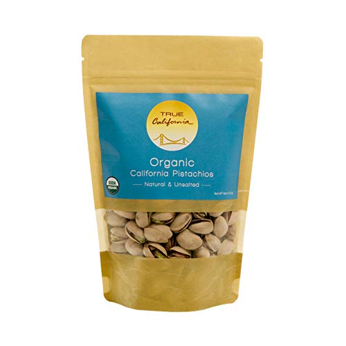 True California Organic Raw Pistachios (8 oz) In-Shell, No Salt, No Roast - Healthy Snacks, Vegan & Gluten Free…