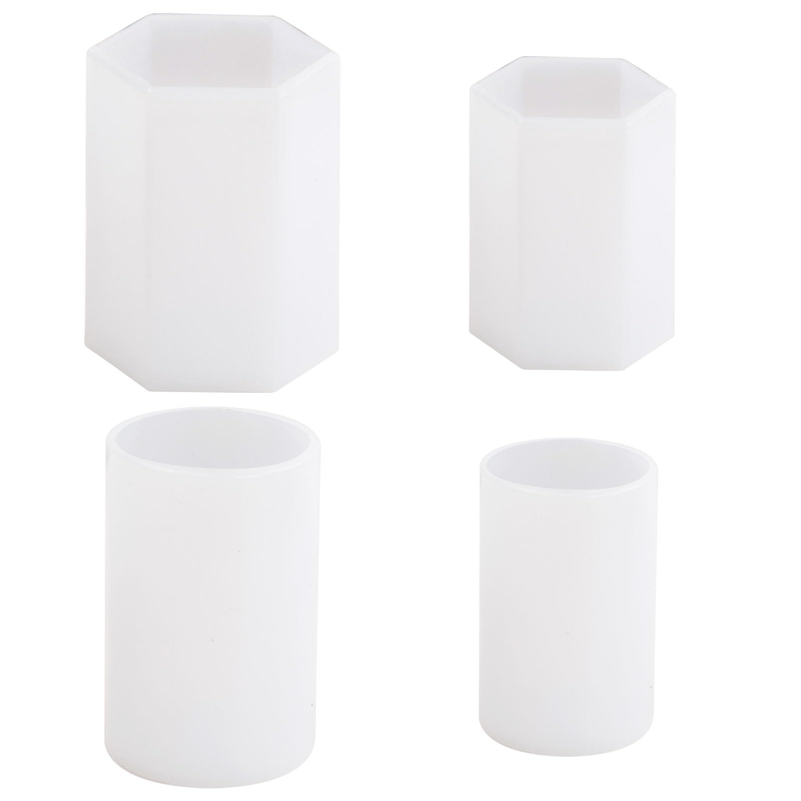 4 Pcs Pillar Silicone Candle Molds Set, Making Wax Mold, Candles Casting Moulds, Silikonform Cylinder and Hexagonal for Candle Making DIY 3D Aromatherapy