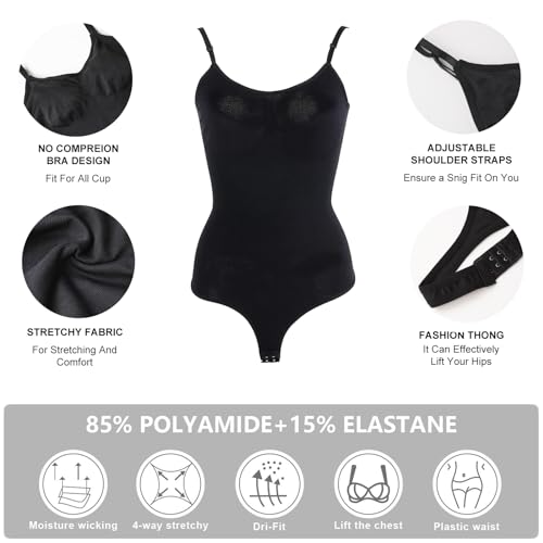 COMLORVEI 2 PIECE WOMEN’S SHAPEWEAR BODYSUITS TUMMY CONTROL SEAMLESS THONG V NECK SLEEVELESS FULL BODY SKIMS SHAPER TANK TOP
