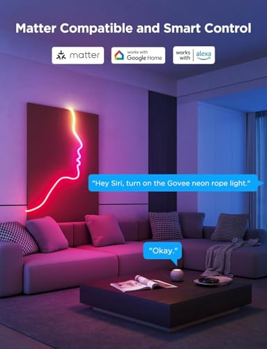 Govee Neon Rope Light 2, RGBIC Neon LED Strip Lights with Shape Mapping, Work with Matter, Alexa and Google Assistant, Neon Light for Wall Decor, 5m