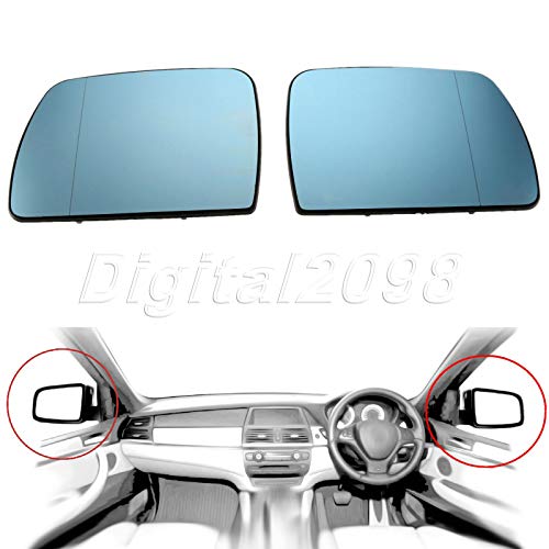 Iris-Shop - 1Pair L+R Side Car Heated Door Wing Mirrors Glass For BMW X5 E53 1999-2006 3.0i 4.4i Rearview Heating Mirror Blue Car-styling