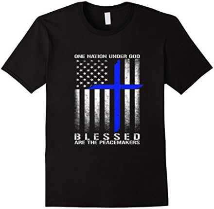 Men's Thin blue line One Nation Under God shirt Medium Black
