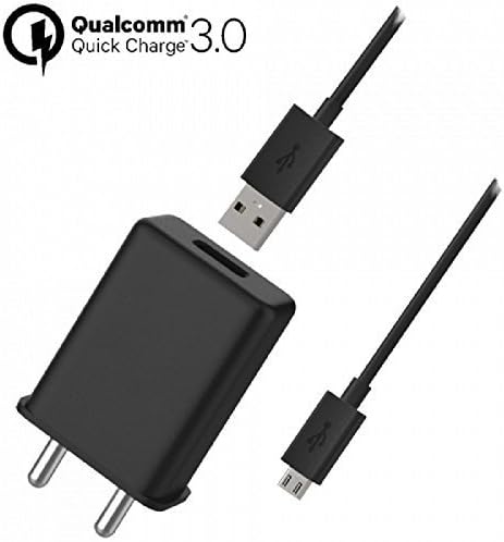 VOZC 3.0 AMP Turbo Power Charger with Micro USB for Moto Smartphones - Black