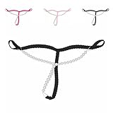 FasiCat Women's Womens Pearl Thongs G-strings Lace Underwear Panties for Women Free Size Black