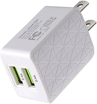 Manyi Dual USB Wall Charger, 2.4Amp/5V Travel Charge Plug 2 Port iPhone for 7 / 6s / Plus, iPad Air 2 / mini 3, Galaxy S Series, Note Series, LG, Nexus, HTC and More - White