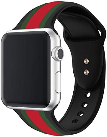 Daze Colors Silicone Band for Apple Watch Replacement Bands for iWatch (Black Strips, 38mm)
