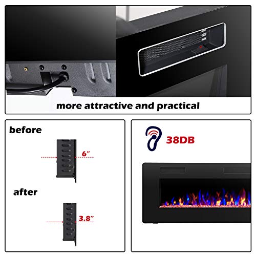R W Flame 30 Inch Recessed And Wall Mounted Electric Fireplace Low Noise Fit For 2 X 4 And 2 X 6 Stud Remote Control With Timer Touch Screen Adjustable Flame Color And Speed 750 1500w Pricepulse