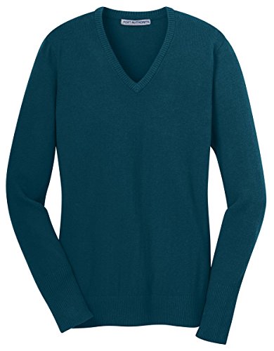 Port Authority Ladies V-Neck Sweater, XL, Moroccan Blue Port Authority Ladies V-Neck Sweater, XL, Moroccan Blue