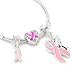 BEADNOVA Pink Ribbon Pendants Set Breast Cancer Awareness Bead Pink Ribbon Charm European Style Beads for Jewelry Making Necklace Bracelet