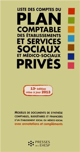 Liste des comptes du plan comptable des établissements et services sociaux et médico-sociaux privés