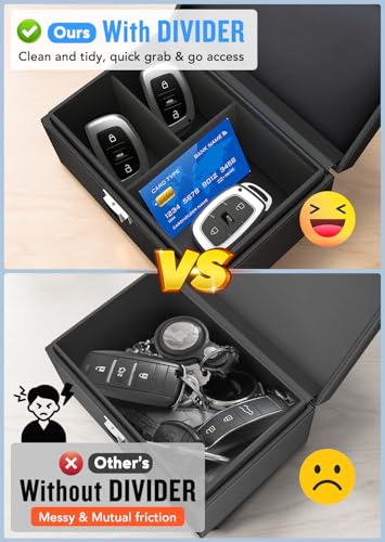 Coorattyes Faraday Box for Car Keys with Dividers,Keyless Car Key Signal Blocker Box,Size Regular (3-8 keys)