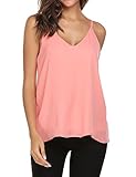 ANGVNS Women Casual V-Neck Chiffon Spaghetti Straps Tank Top