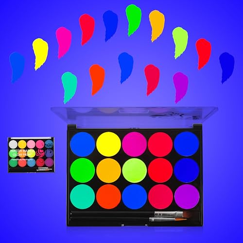 MEICOLY UV Blacklight Face Paint,15 Bright Colors