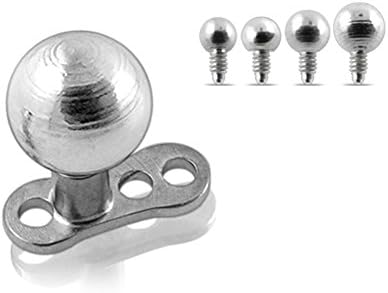 Buy 1 Get 5 !!! G23 Grade Titanium Base with 5 Pieces Changeable 316L Surgical Steel Top Dermal Ball in All Size As Shown.