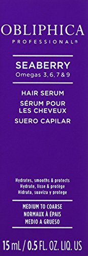 OBLIPHICA SEABERRY LEAVE IN HAIR SERUM FOR MEDIUM & COURSE HAIR – VITAMINS AND OMEGAS FOR FRIZZ FREE & NOURISHED HAIR – HAIR SERUM FOR DRY HAIR AND GROWTH – 0.5 FL OZ