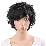 MapofBeauty 25 Short Curly Women Curly Wigs (Black)
