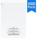 Spartan Industrial || 1000 Count - 11" X 14" Self Seal Clear Poly Bags with Suffocation Warning for Packaging, T Shirts & FBA (More Sizes Available) - Permanent Adhesive