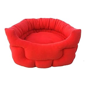 Fluffy’s Luxurious Soft Sofa Style Polyester Filled Dog/Cat Bed, Red (Small)
