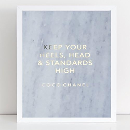 Real Gold Foil Print with Marble background / Coco Chanel Quote Print UNFRAMED