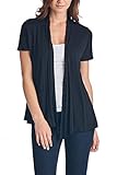 82 Days Women'S Rayon Span Super Comfortable Short Sleeves Cardigan - Black L