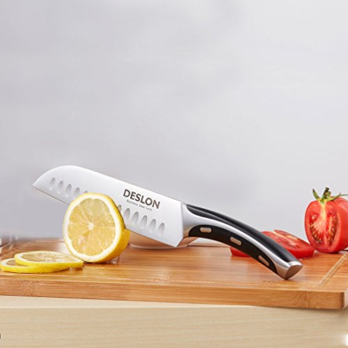 DESLON Professional Santoku Knife 7 Inch Germany High Carbon Steel Knife with Ergonomic Handle