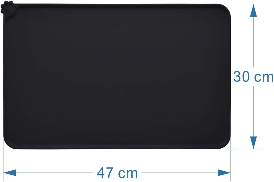 MOACC Dog Food Mat, Silicone Pet Feeding Mat, Non Slip & Waterproof Bowl Mat for Dog and Cat 47 x 30 cm, Black - Image 3