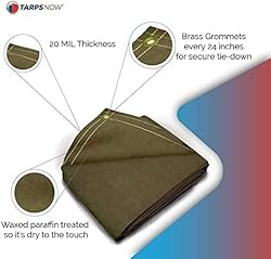 Tarps Now Canvas Tarp, (30' x 30') with Brass