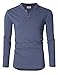 Men's Regular Fit Short Sleeve Henley T-Shirt Tee Classic Slub Henley T-Shirt with Button (L, Blue-1)