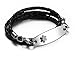 JF.JEWELRY Medical Alert Bracelets for Women Men | Personalised Custom 3-Layers Braided Leather Emergency Medical ID Bracelets, All Black Wristband, 7.5 Inches
