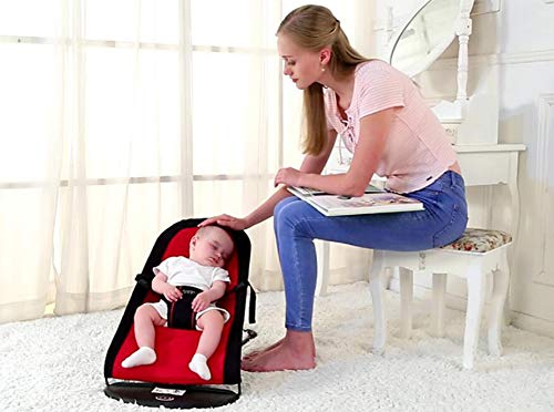 Liitrton Portable Foldable Bouncer Bliss Adjustable Bouncer Bliss for Toddlers Babies Kids (Black/Red)