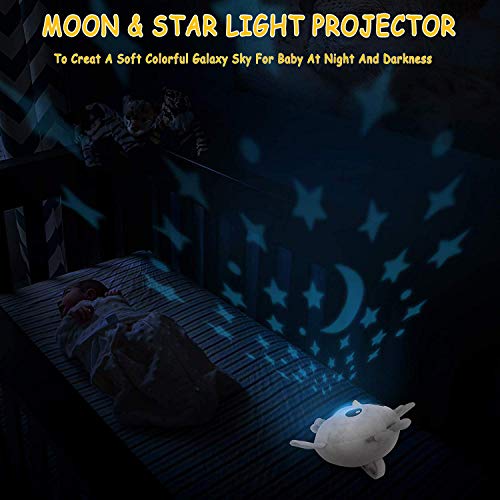 BEREST Baby Sleep Soother Owl, Baby White Noise and Toddler Sleep Aid Night Light, Lullaby Sound Machine - Sleep Sound Toys, Portable Stuffed Projector Owl, Baby Sleep Aid Toy (Gray)