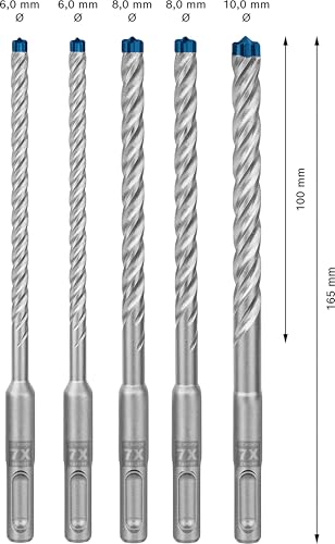 Bosch 5X Expert SDS plus-7X Hammer Drill Bit Set (for Soft Stone, Hard Stone, Ø 6-10 mm, Professional Accessory Rotary Hammer Drill)