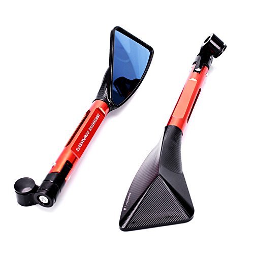 Frenshion Aluminum Universal Motorcycle Rear View Mirrors Blue Glass Curved Rod For Street Bike Sport Bike Scooter CRUISER(Ornage)