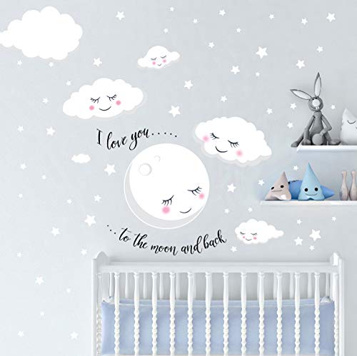 Create-A-Mural-Moon-and-Stars-Night-Sky-Vinyl-Wall-Art-Decal-Sticker-Love-You-To-The-Moon-and-Back-Baby-Nursery-Wall-Decals-for-Girls-Boys-Room-Decor-55-DIY-Decorative-Bedroom-Peel-n-Stick-Mural