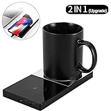 SCOBUTY Coffee Warmer,Coffee Mug Warmer,Cup Warmer,Electric Beverage Warmer & Wireless Charger,Constant temperature 131℉/55℃, 2 IN 1 Heating Mug Cup Warmer Set for Home/Office to Warm Coffee, Tea, Milk