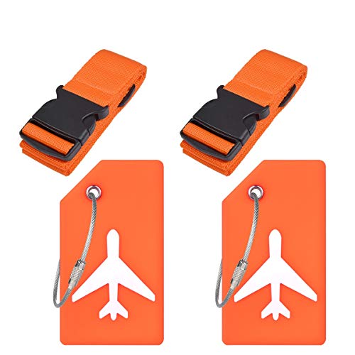 Ovener Luggage Accessories Luggage Straps/Luggage Tags Name ID Card-Orange 2Set