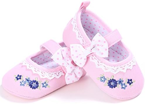 Baby Girls Princess Sneakers Bow Non-Slip Crib Shoes Soft Sole 0-18M Pink 0-6 Months