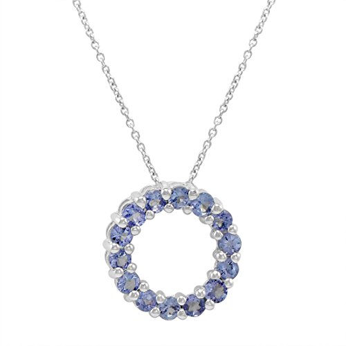 Tanzanite Circle Pendant - Necklace set in Sterling Silver on an 18 in. Chain