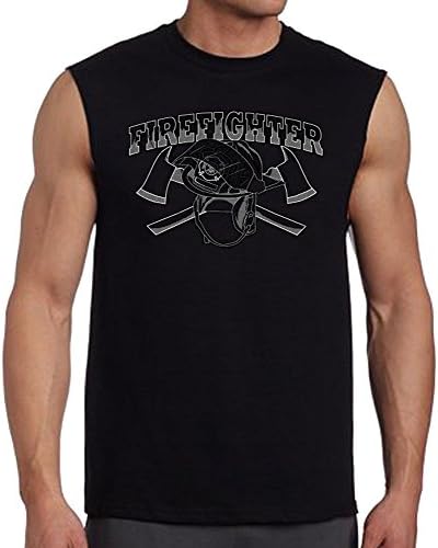 Firefighter Muscle T-Shirt Bodybuilding Tank Top Men's Black S-3XL (3XLarge, Black)