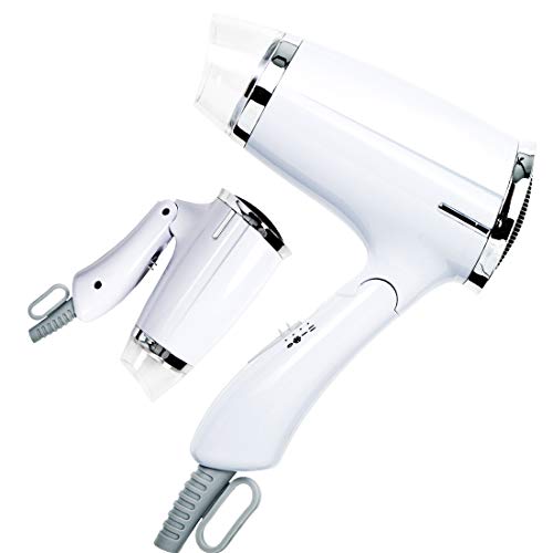 Folding Hair Dryer Compact Travel Blow Dryer Professional Salon Hair Dryer Negative Ionic Low Noise Hair Dryer 3 Heat Settings Lightweight Mini 8x7inch Hair Dryer for Men/Women (Dryer White 3)