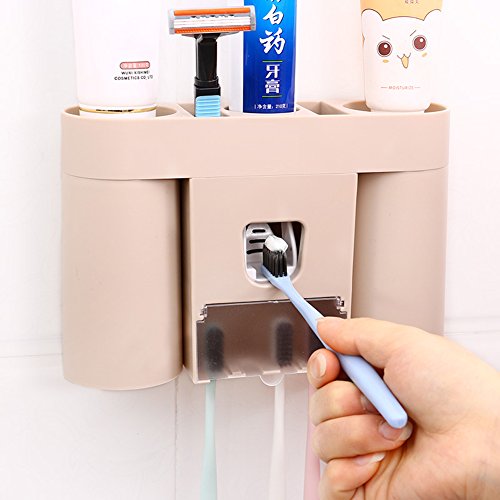 Kxtffeect Multifunctional Toothbrush Holder Set, Wall Mount Stand Toothbrush with Dustproof
