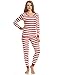 Leveret Womens Pajamas Fitted Striped Christmas 2 Piece Pjs Set 100% Cotton Sleep Pants (Red/White Size Medium)