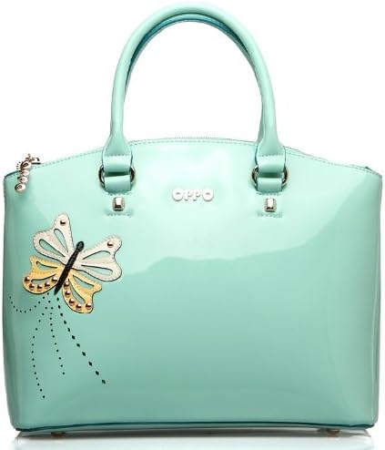 Amazon レディース 女性用 手提げバッグ エナメルバッグ トートバッグ 蝶 かばん グリーン Muchu トートバッグ